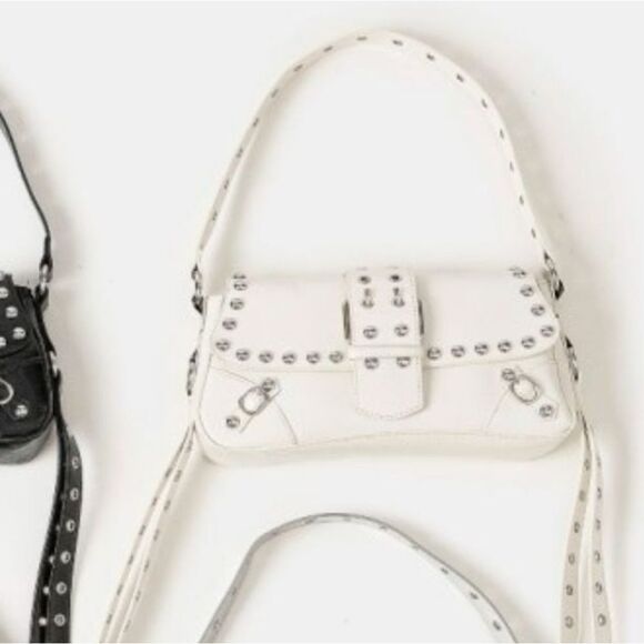 White Stud Trim Shoulder Bag - Picture 4 of 5
